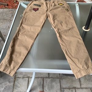 Brown with some designs with some logo